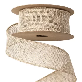 Panglică iută cu margine sârmă 4cm x 6.4m - Natural