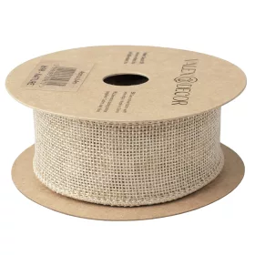 Panglică iută cu margine sârmă 4cm x 6.4m - Natural