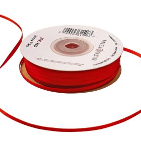 Satină panglică 3mm x 91.44m - Roșu