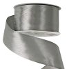 Panglică satinată 38mm x 22.86m – Argintiu cu ton albastru  