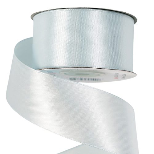 Panglică satinată 38mm x 22.86m – Gri cu ton albastru  