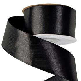 Satină panglică 38mm x 22.86m - Negru