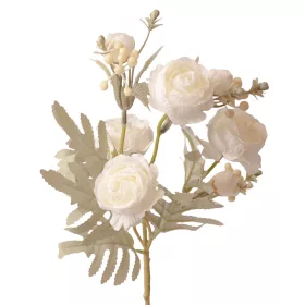 Ramură de trandafir pudrat, 56cm - Alb