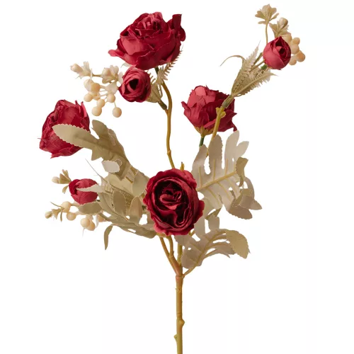 Ramură de trandafir pudrat, 56cm - Roșu