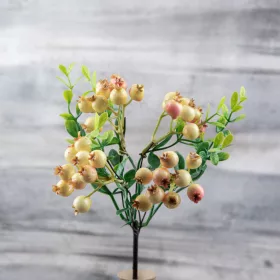 Ramură cu bobițe, 28.5cm - Alb/Roz