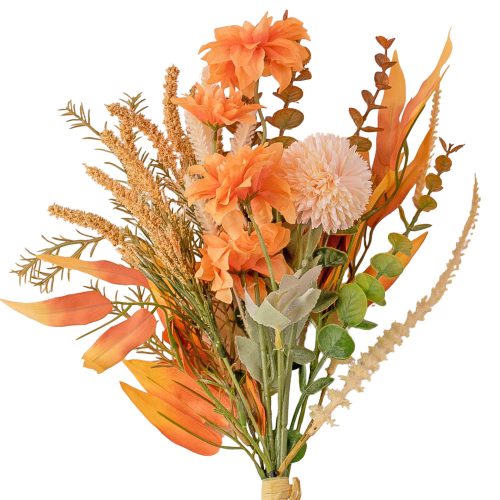 Buchet artificial cu dalii iarbă de malț rozmarin eucalipt ramuri de arțar și salvie 44cm  