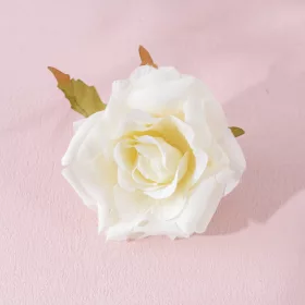Cap de trandafir artificial, 8cm - Ecru
