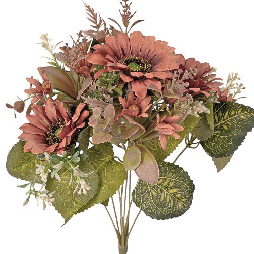 Buchet de floarea-soarelui artificială 42cm floare 9cm – Culoare cafea închisă  