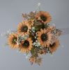 Buchet de floarea-soarelui artificială 42cm floare 9cm – Culoare cafea deschisă  