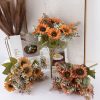Buchet de floarea-soarelui artificială 42cm floare 9cm – Culoare cafea deschisă  