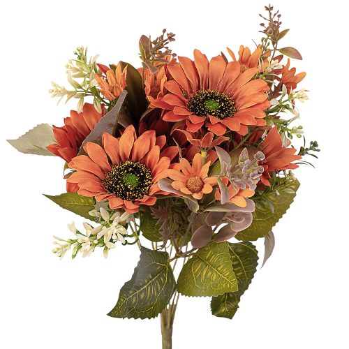Buchet de floarea-soarelui artificială 42cm floare 9cm – Portocaliu  