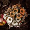 Buchet de floarea-soarelui artificială 42cm floare 9cm – Alb  