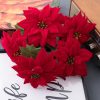 Buchet de poinsettia (steaua Crăciunului) 5 ramuri 37cm floare 13.5cm  