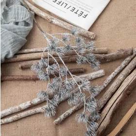 Ramură decorativă metalizată, 44cm - Argintiu