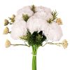 Buchet de garoafe artificiale 32cm diametru 15cm flori 6cm 7 fire – Alb  