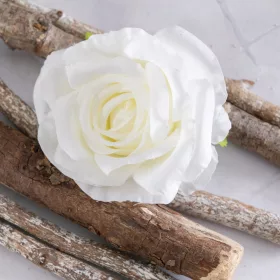 Cap de trandafir artificial, 10cm - Alb