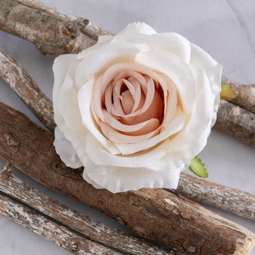 Cap de trandafir artificial 10cm – Ecru  