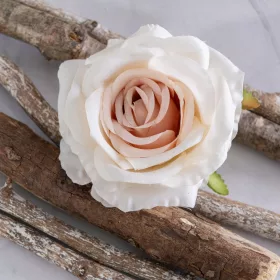 Cap de trandafir artificial, 10cm - Ecru