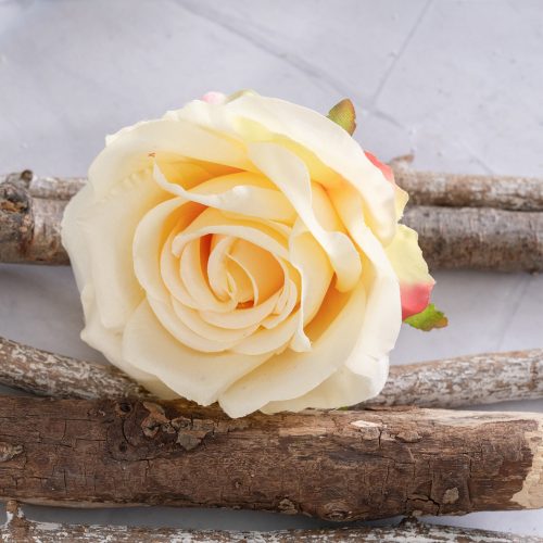Cap de trandafir artificial 10cm – Crem  