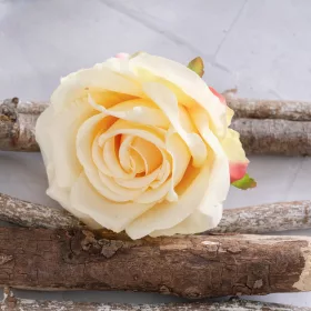 Cap de trandafir artificial, 10cm - Crem