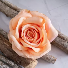 Cap de trandafir artificial, 10cm - Portocaliu pastel