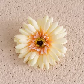 Cap de gerbera artificială, 9cm - Crem