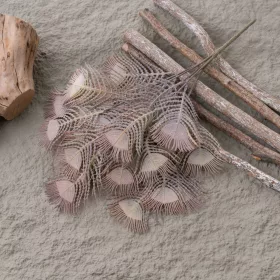 Buchet de pene de păun, 37cm - Verde maroniu