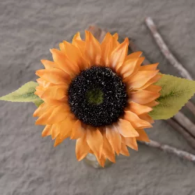   Fir de floarea-soarelui artificială, 50cm - Portocaliu deschis