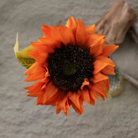   Fir de floarea-soarelui artificială, 50cm - Portocaliu închis