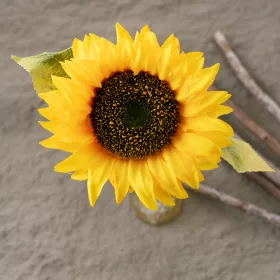 Fir de floarea-soarelui artificială, 50cm - Galben lămâie