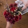 Buchet artificial cu trandafiri și hortensie 32cm – Bordeaux  
