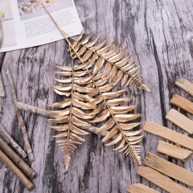 Ramură decorativă de frunză de ferigă, 56cm - Auriu