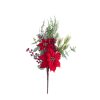 Buchet de Crăciun cu poinsettia frunze și bobițe 42cm – Roșu  