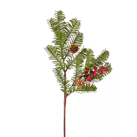 Ramură de brad cu conuri și bobițe, 38cm - Verde
