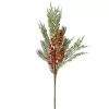 Ramură cu conuri de brad și bobițe, 52cm - Verde