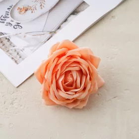 Cap de floare de trandafir din mătase, 9cm - Portocaliu