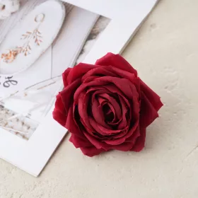 Cap de floare de trandafir din mătase, 9cm - Roșu