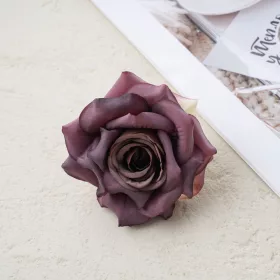 Cap de floare de trandafir din mătase, 8cm - Mov închis