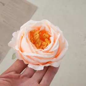 Cap de floare de bujor din mătase, 10cm - Șampanie