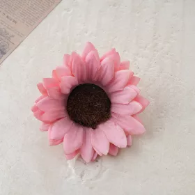   Cap de floare de floarea-soarelui din mătase, 10cm - Roz închis