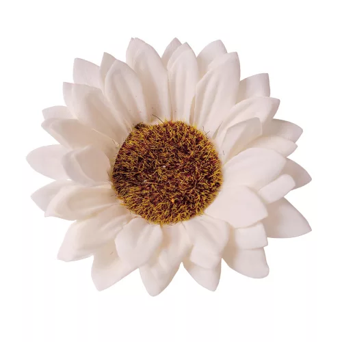 Cap de floare de floarea-soarelui din mătase, 10cm - Alb