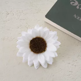 Cap de floare de floarea-soarelui din mătase, 10cm - Alb