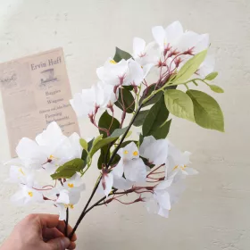 Tulpină de bougainvillea din mătase, 75cm - Alb