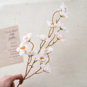 Ramură de floare de piersic din mătase, 84cm - Șampanie