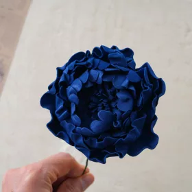 Tulpină de bujor din mătase, 26cm - Albastru închis