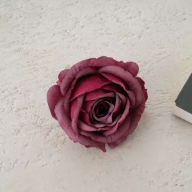 Cap de floare de trandafir din mătase, 9cm - Bordo