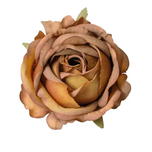 Cap de floare de trandafir din mătase, 9cm - Cafea