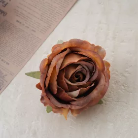 Cap de floare de trandafir din mătase, 9cm - Cafea