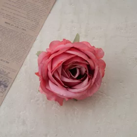 Cap de floare de trandafir din mătase, 9cm - Roz închis