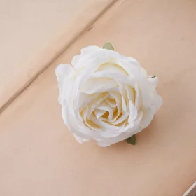 Cap de floare de trandafir din mătase, 9cm - Crem